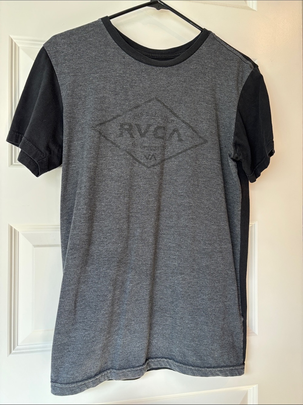 RVCA Short Sleeve Crew Tee in Charcoal and Black